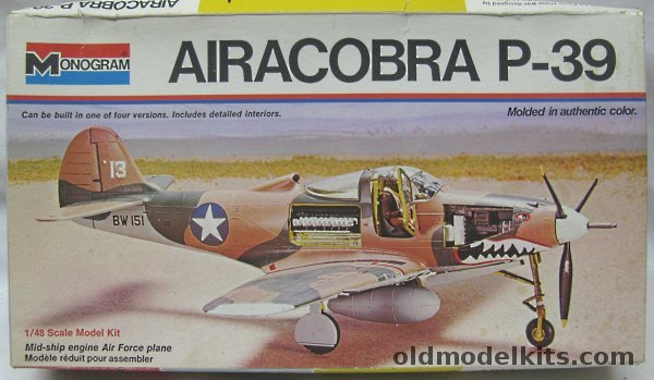 Monogram 1/48 Bell P-39D / P-39D-2 / P-39L-1 Airacobra - USSR / D-1 From 347th FG 67th FS 13 AF Guadalcanal / D-2 From 54th FG 57th FS Alaska  - White Box Issue, 6844 plastic model kit